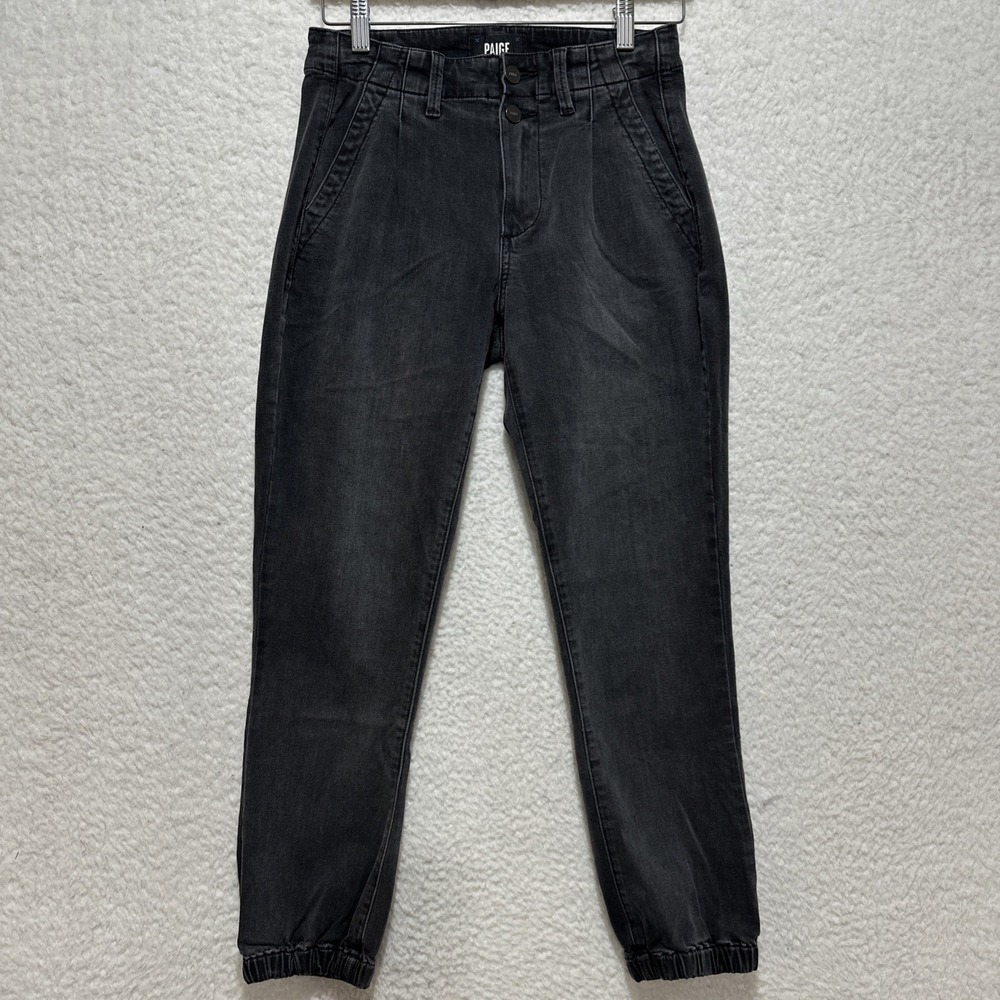 Paige Mayslie Jogger Double Button Vintage Black Bisque Brown Size 26 Twill Pant